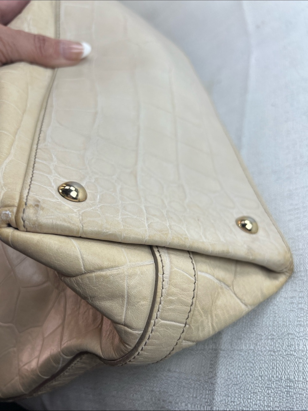 Furla crocodile embossed, beige large tote Giftaway5/19/26 - Picture 3 of 12